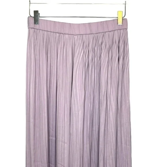 Zara Lilac Pleated Wide Legged High Waisted Floaty Palazzo Trousers Open Hem M - Picture 8 of 12
